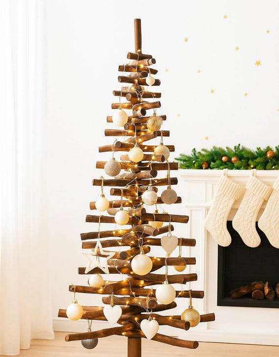 Natural Branch Christmas Tree Handmade Eco Indoor Xmas Tree Rustic