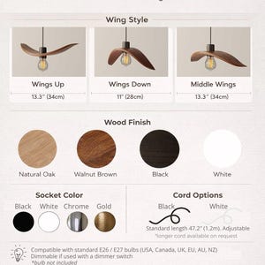 Natural Wood Pendant Light, Minimalist Chandelier, Brown Bird Wing Lamp, Scandinavian Loft Ceiling Lighting, Modern Cozy Home Decor 2026 image 18