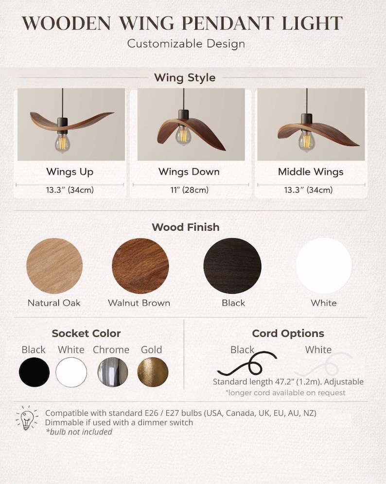 Natural Wood Pendant Light, Minimalist Chandelier, Brown Bird Wing Lamp, Scandinavian Loft Ceiling Lighting, Modern Cozy Home Decor 2026 image 18