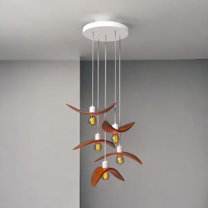 Brown wooden wing pendant, ceiling wings lamp, ceiling fixture, elegant chandelier, rustic house decor, scandinavian fixtures, new home gift