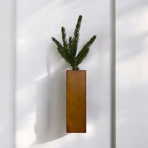 Kunstblumenhalter, Wandvase aus Holz, Pflanzenhalter für die Wand, minimalistischer Pflanzer, Vase für getrocknete Blumen, Sommerhausdekor, rustikale Wanddekoration
