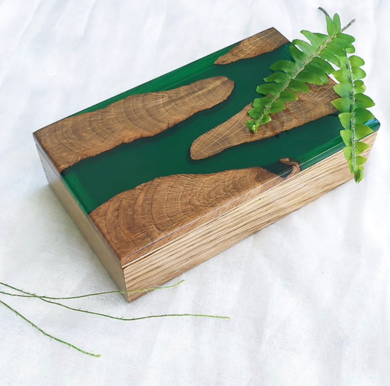 Wooden memory box decorated with epoxy resin Jewelry or photo Etsy