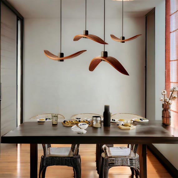 Flying light pendants, ceiling fixtures, flat bulb light, northern style lamp, boho decor, led lamp minimalist fixtures, handcrafted lamp