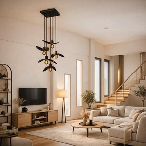 Natural Wood Pendant Light, Minimalist Chandelier, Brown Bird Wing Lamp, Scandinavian Loft Ceiling Lighting, Modern Cozy Home Decor 2026 image 13