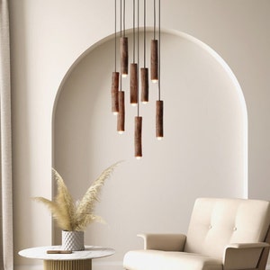 Handmade Wooden Chandelier, Natural Tree Alder Ceiling, Branch From Forest Light, Nordic Illumination, Pendant LED Light Scandinavian Decor