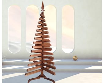 Festive Wooden Dark Walnut Christmas Tree, Handmade Holiday Decor, Scandinavian Inspired Wooden Tree,  Premium Wooden Christmas Tree Gift