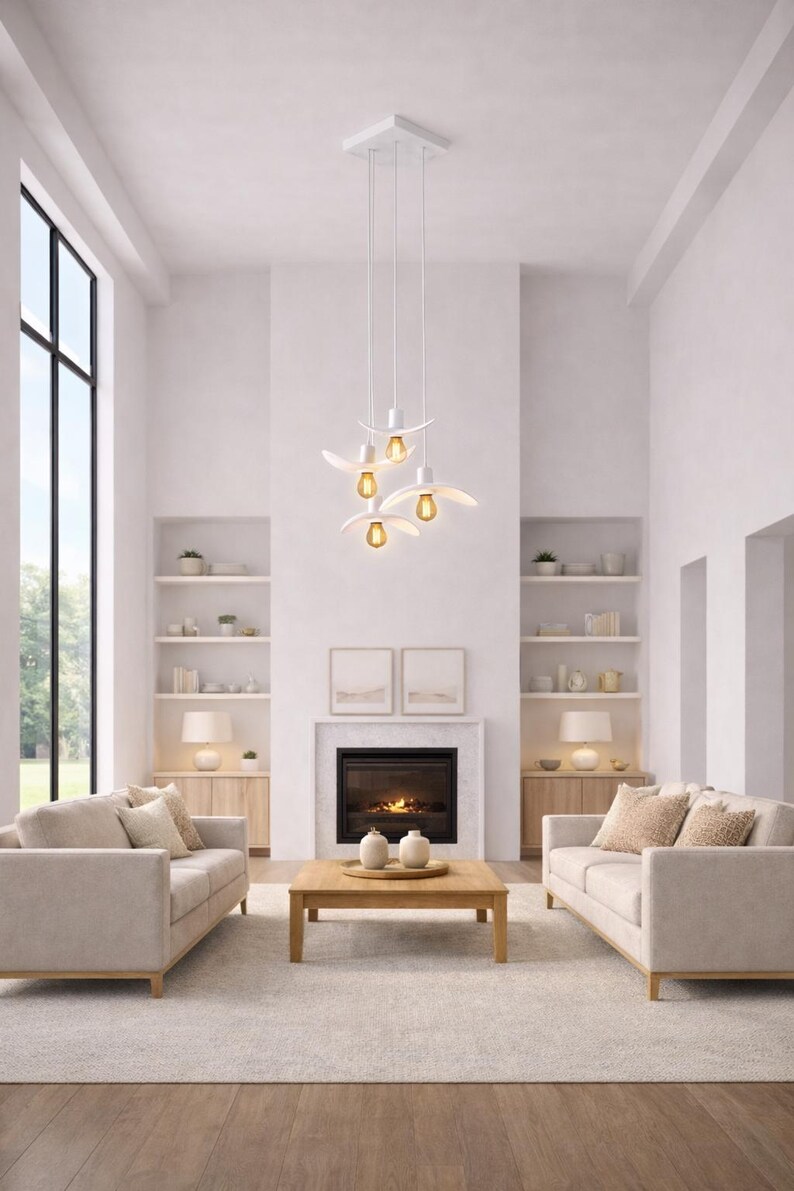 Natural Wood Pendant Light, Minimalist Chandelier, Brown Bird Wing Lamp, Scandinavian Loft Ceiling Lighting, Modern Cozy Home Decor 2026 image 17