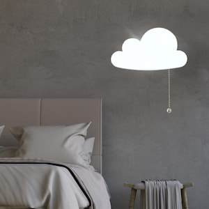 Kids room night light, nursery cloud shape lamp, wooden wall lamp, warm light cloud, simple cloud lamp, toddlers room light, baby room decor