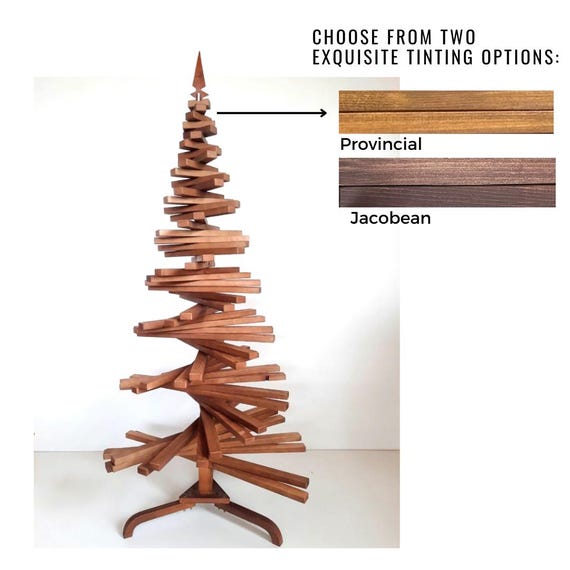 Albero Di Natale In Legno Massello Di Teak 51 Cm, Decoro Rustico Per Soggiorno, Tocco Elegante E Naturale, Marrone