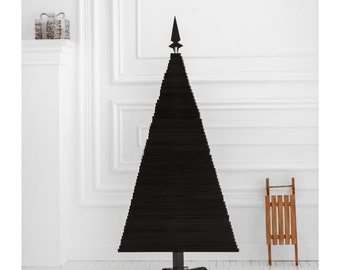 Modern wooden Christmas tree 5, 6, 7FT Full Branch Handmade sustainably pallet Christmas tree in black color Christmas decor ornament gifts