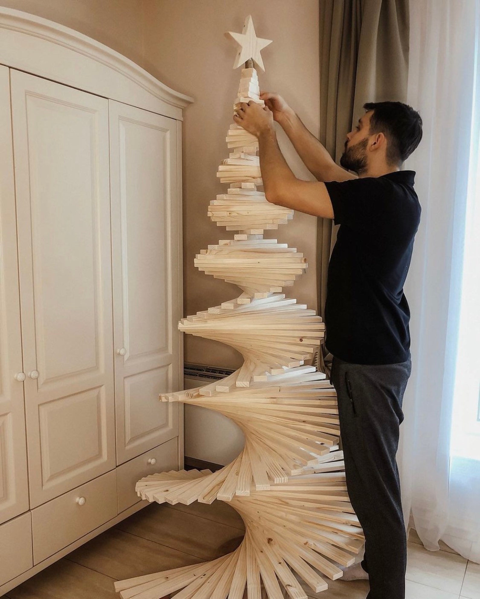 Wooden spiral christmas tree 20212022 Eco christmas tree Etsy