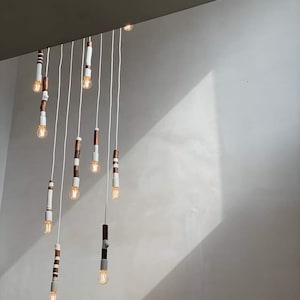 Modern rustic bulb lamp, pendant lighting, driftwood chandelier, branch pendant, rustic chandelier, wooden ceiling lamp, designer trend 2025