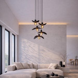 Natural Wood Pendant Light, Minimalist Chandelier, Brown Bird Wing Lamp, Scandinavian Loft Ceiling Lighting, Modern Cozy Home Decor 2026 image 11