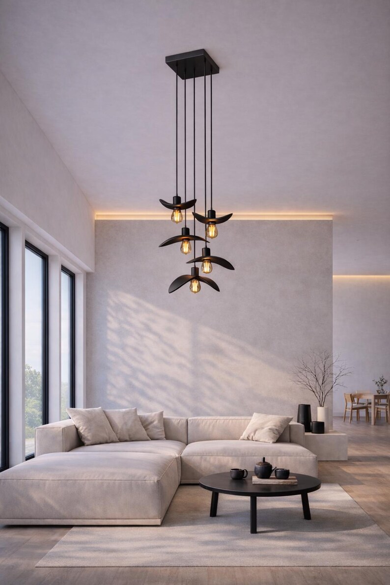 Natural Wood Pendant Light, Minimalist Chandelier, Brown Bird Wing Lamp, Scandinavian Loft Ceiling Lighting, Modern Cozy Home Decor 2026 image 11
