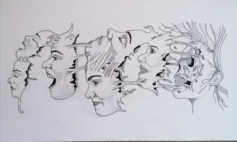 Many faces of Mental Health pencil Drawing | Etsy