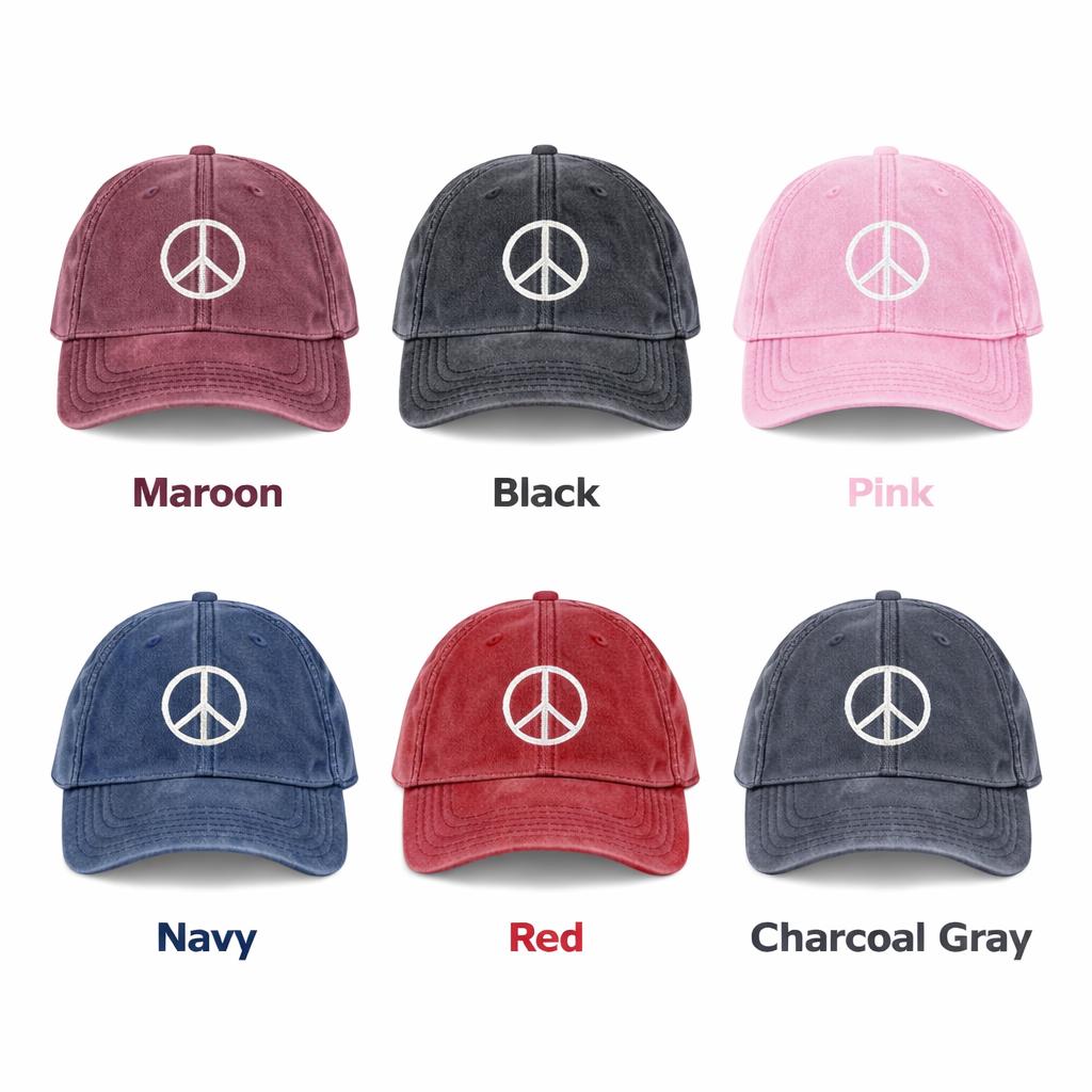Peace Sign Caps Distressed Peace Sign Cap | Embroidered Vintage Baseball Hat - Etsy