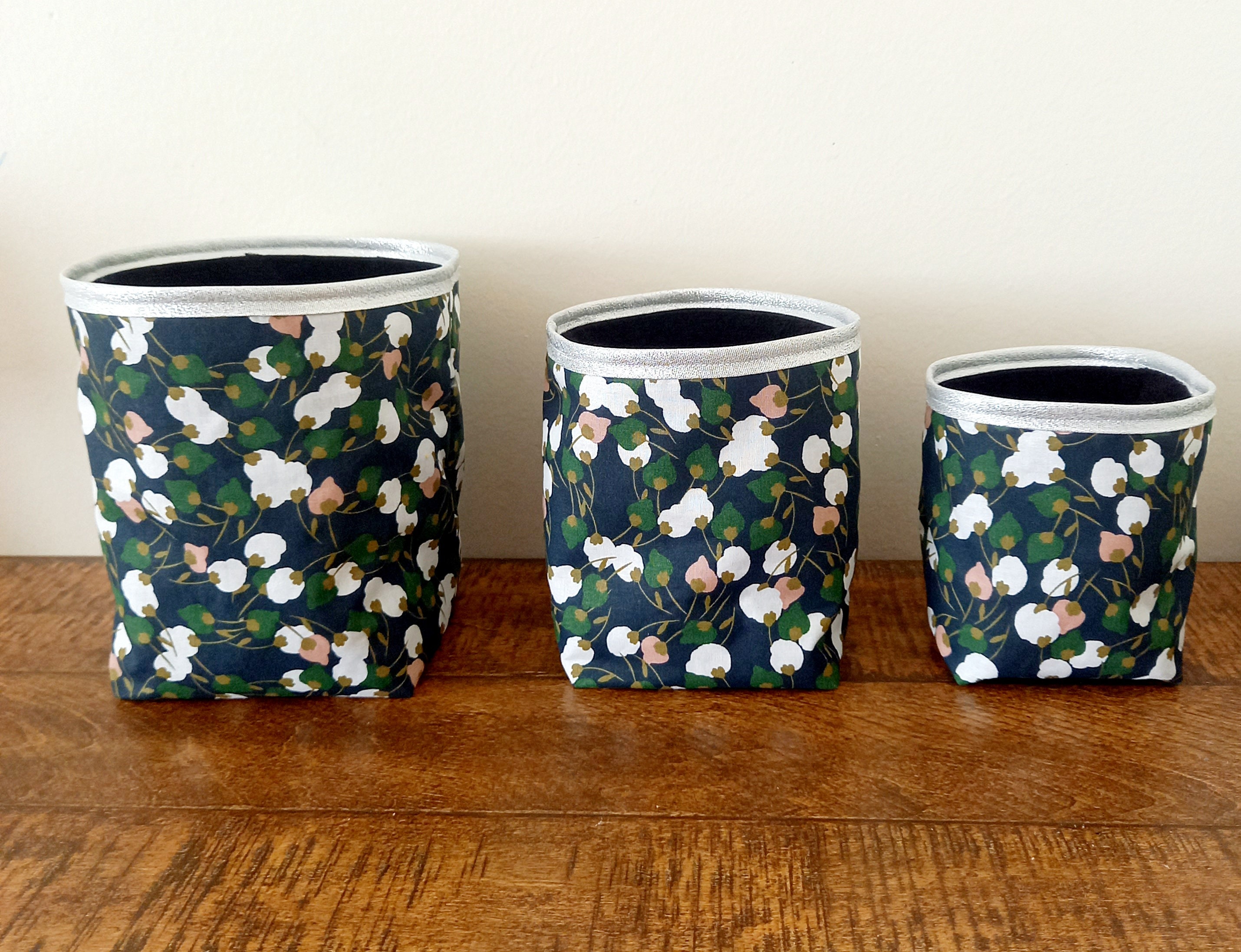 Panières de Rangements Fleuri Vert