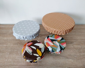 bowl covers, dish cover, flat charlotte pul fabrics, oekotex cotton for round dish, different sizes, colors of your choice