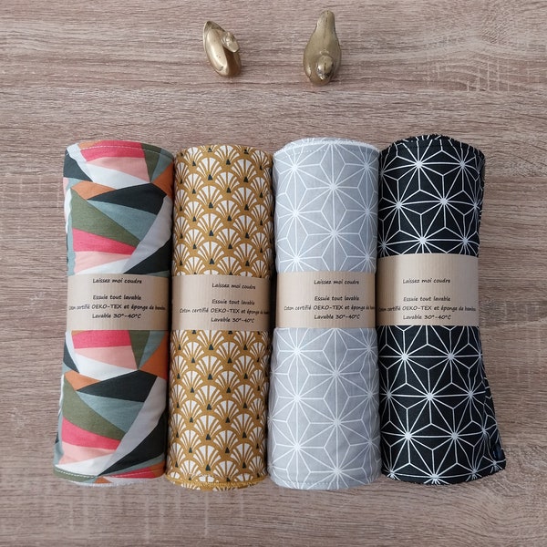Rouleau De 5 Essuie-tout Lavables - Torchons En Coton Nid D'abeille - Rose