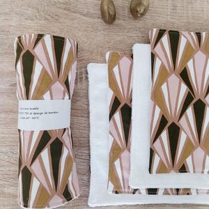 6 folhas de papel toalha lavável, gráfico rosa/preto, sem botões de pressão, disponível imediatamente