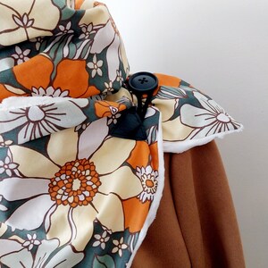 Scarf, collar, stole, neck warmer, snood, large vintage orange flowers women's scarf image 2