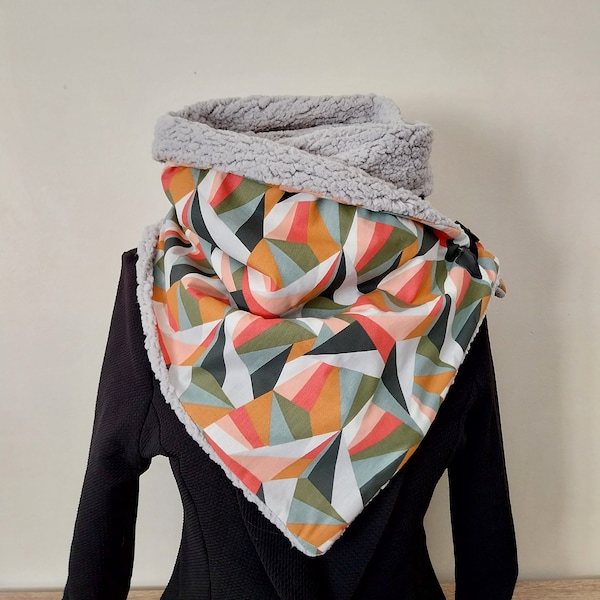 Echarpe , cache cou, snood, graphique multicolore chèche femme