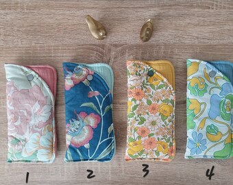 étuis à lunette molletonnés, pochettes à lunettes, fleuri, vintage, enfant, idée cadeau, anniversaire