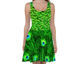 peacock skater dress