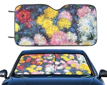 Monet's Carnations Auto Sun Shade, Floral Windshield Cover