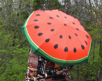 Watermelon Automatic Foldable Umbrella, Fun Fruit Patterned Umbrella