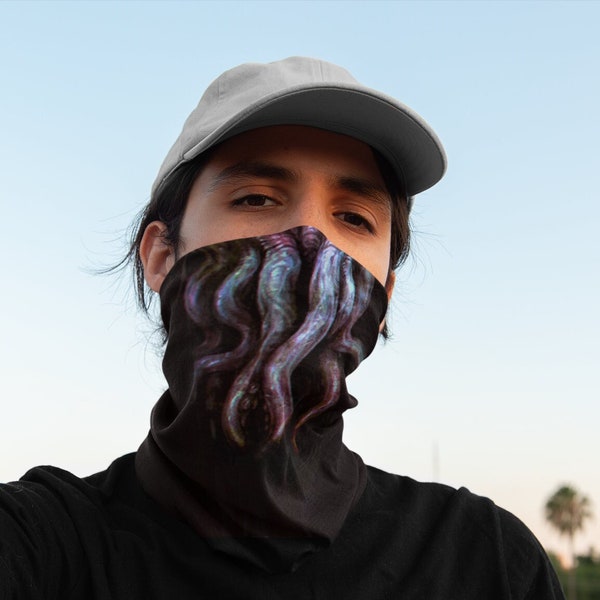 Realistic Cthulhu Neck Gaiter, Tentacle Pattern Face Mask,
