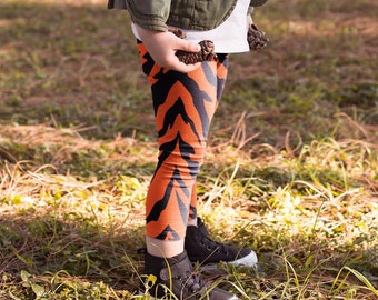 Bengal Tiger Stripe Kids' Leggings, Tiger's Stripes Print Pants for Children