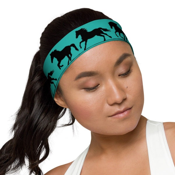 Running Horses Headband, Animal Print Moisture Wicking Headband