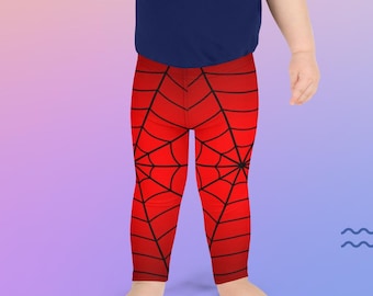 Crimson Spider Web Kids' Leggings, Super Hero Leggings for Children