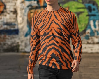 Bengal Tiger Stripe Unisex Sweatshirt, Sporty Tiger Stripes Casual Long Sleeve Sweat Shirt