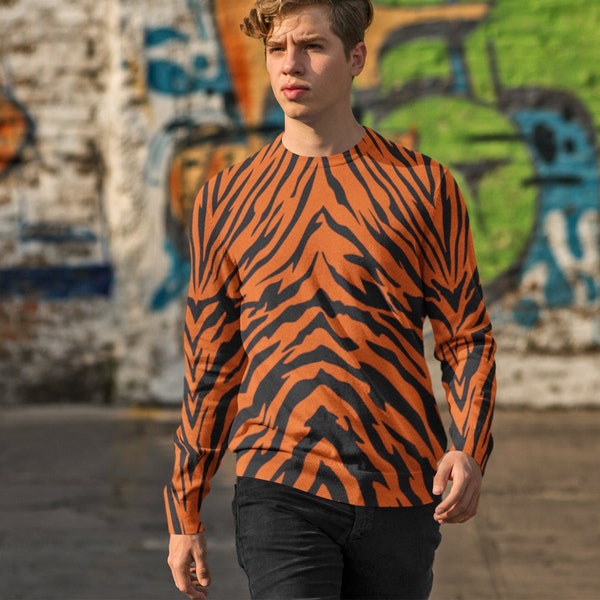 Bengal Tiger Stripe Unisex Sweatshirt, Sporty Tiger Stripes Casual Long Sleeve Sweat Shirt