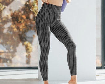 Chain Mail Print Yoga Leggings, Warrior Cosplay Leggings for Women