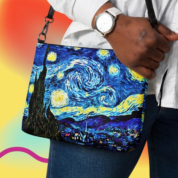 Starry Night Crossbody Bag, Vincent van Gogh's Artwork Pattern Purse, Art Lover's Purse