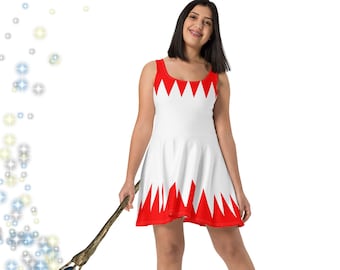 White Mage Skater Dress, Fun Gamer Girl's Casual Dress