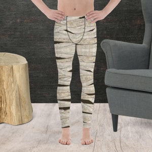 Mummy Wraps Men's Leggings, Mummy Bandages Print Leggings for Men