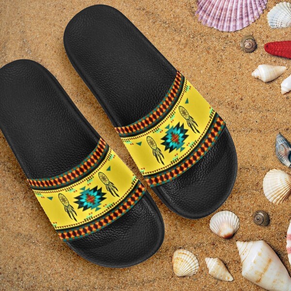 Dreamcatcher Slide Sandals for Men and Women, Native American Geometric Pattern Sandals, Summer Beach Shoes