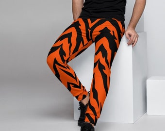 Bengal Tiger Stripe Men's Slim Fit Joggers, Tiger Sports