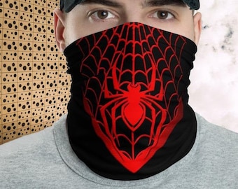 Red Spider Web Neck Gaiter, Cool Spider Face Mask, Spiderweb Face Covering