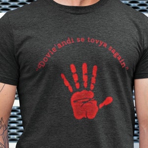 The Red Hand Short-Sleeve Unisex T-Shirt, Handprint Shirt, Time to Roll The Dice Tee