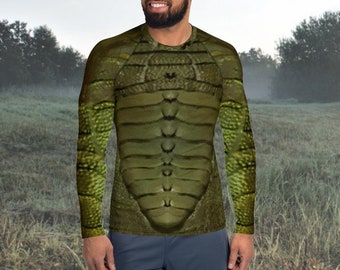 Creature From The Black Lagoon Inspired Men's Rash Guard, Classic Monster Halloween Clothes