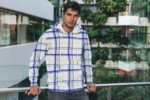 Blue and Yellow Plaid Unisex Hoodie 