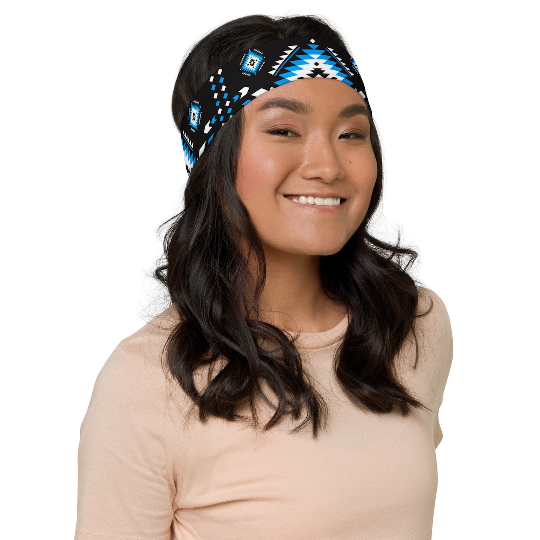 Native American Inspired Cloth Headband, Geometric Diamonds and Squares Pattern Headband Etsy