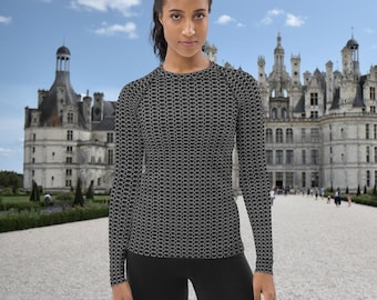 Chain Mail Women's Rash Guard, Knight Cosplay Shirt, Chainmail Long Sleeve, Halloween Costume