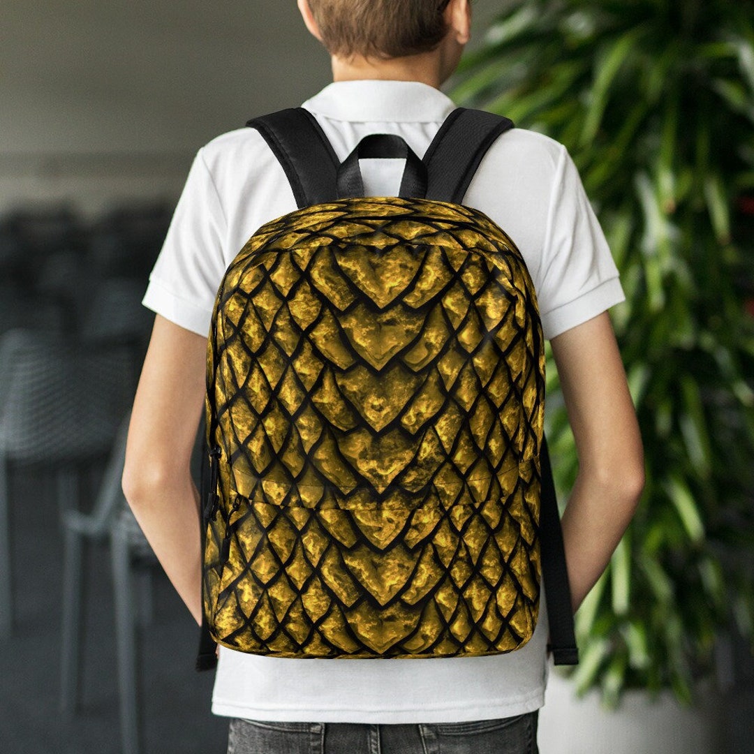 Gold Dragon Scale Backpack, Metallic Dragonscale Patterned Water ...