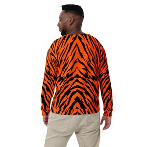 Bengal Tiger Stripe Unisex Sweatshirt, Sporty Tiger Stripes Casual Long Sleeve Sweat Shirt afbeelding 3